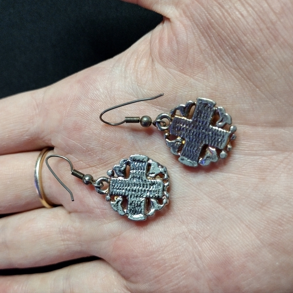 Goth Black and Silver Earrings - Picture 8 of 9